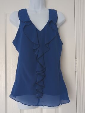 A. Byer Royal Blue Ruffle V-Neck Top